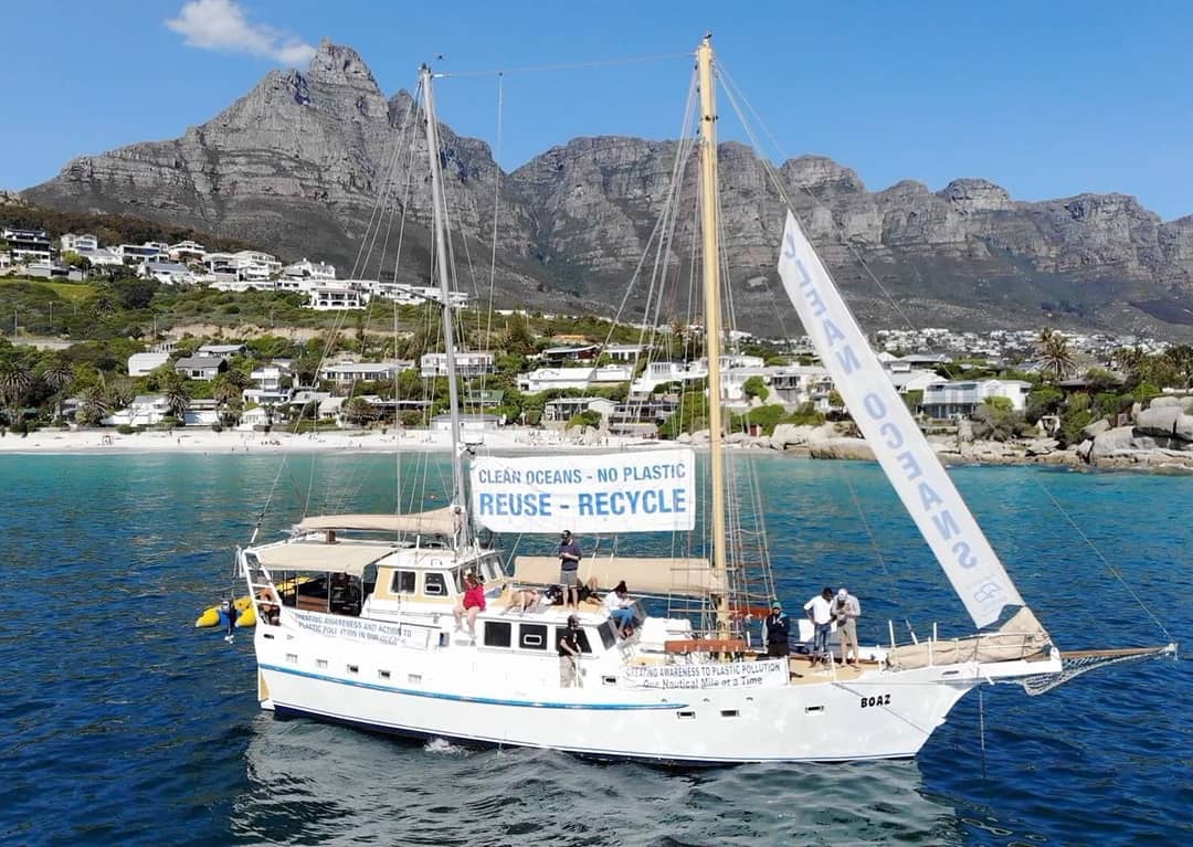 Yacht BOAZ anchored off Camps Bay Cape Town